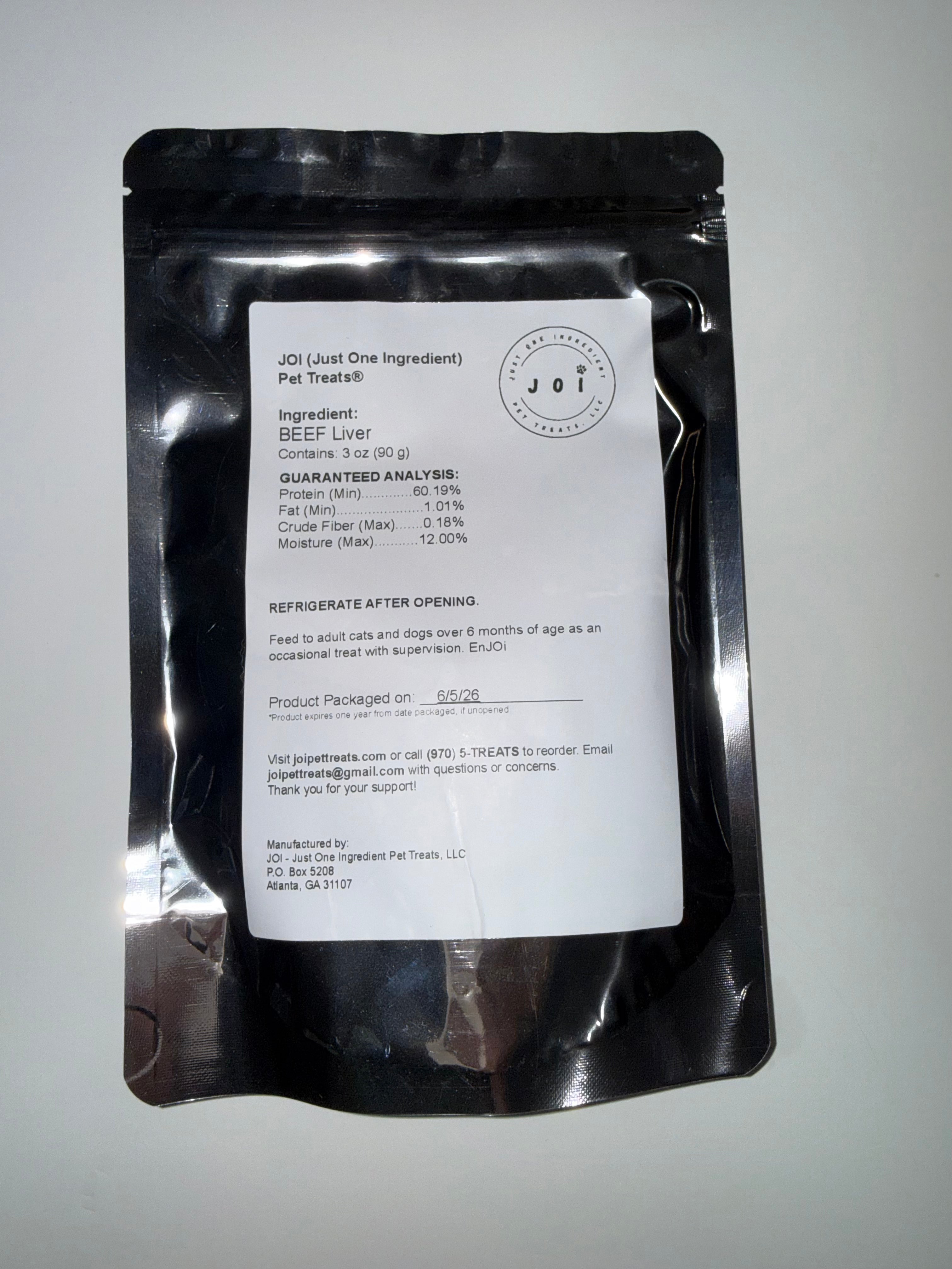 Packaging with a product ingredients, nutrition analysis, and storage instructions white label on a white background