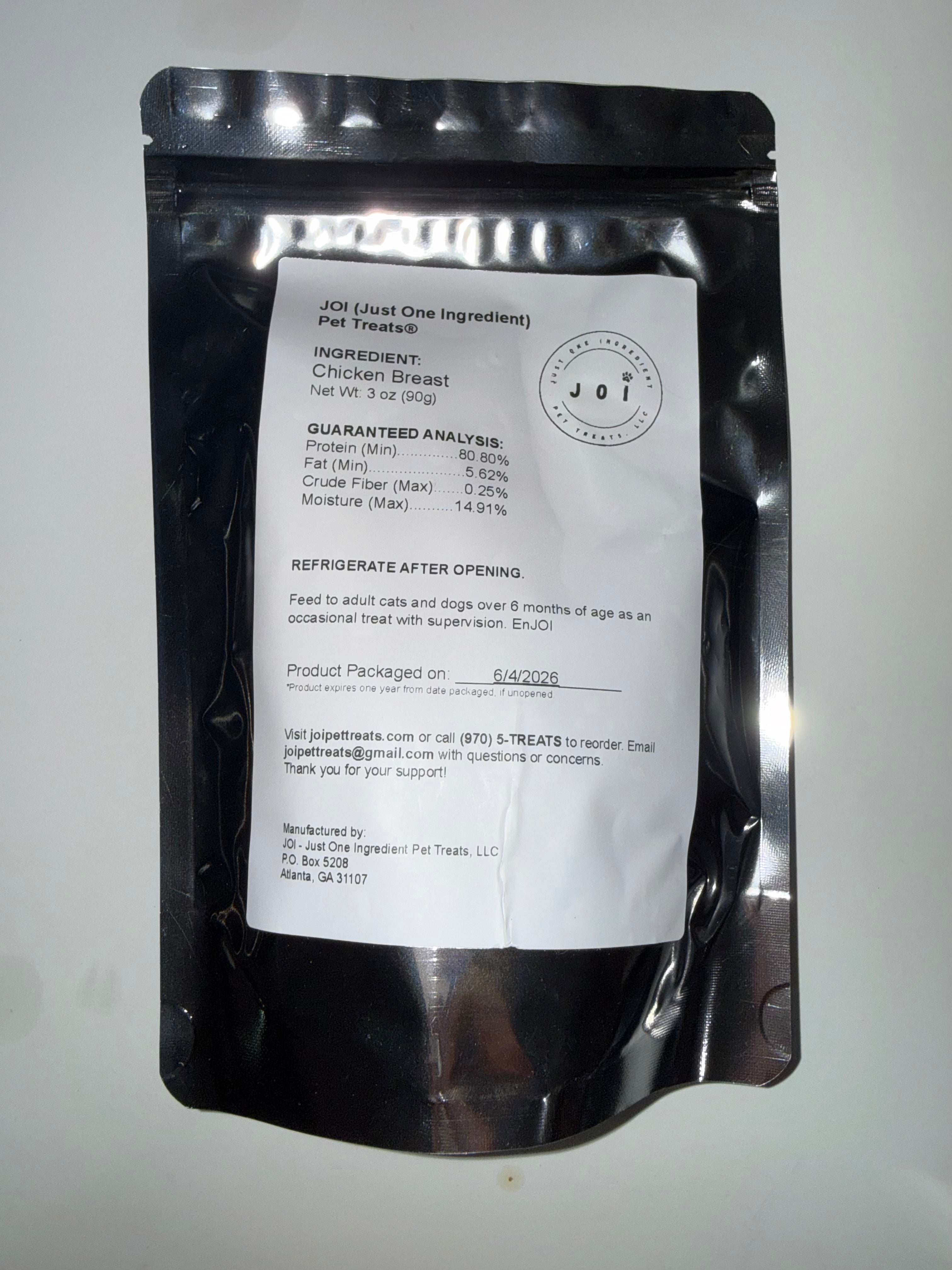Packaging with a product ingredients, nutrition analysis, and storage instructions white label on a white background