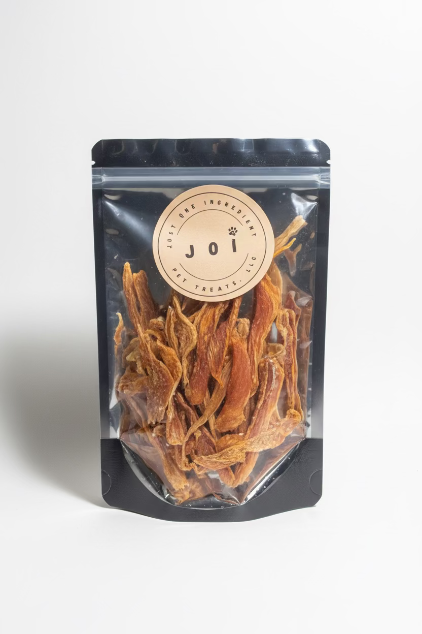 JOI single ingredient dehydrated chicken breast dog and cat treats package