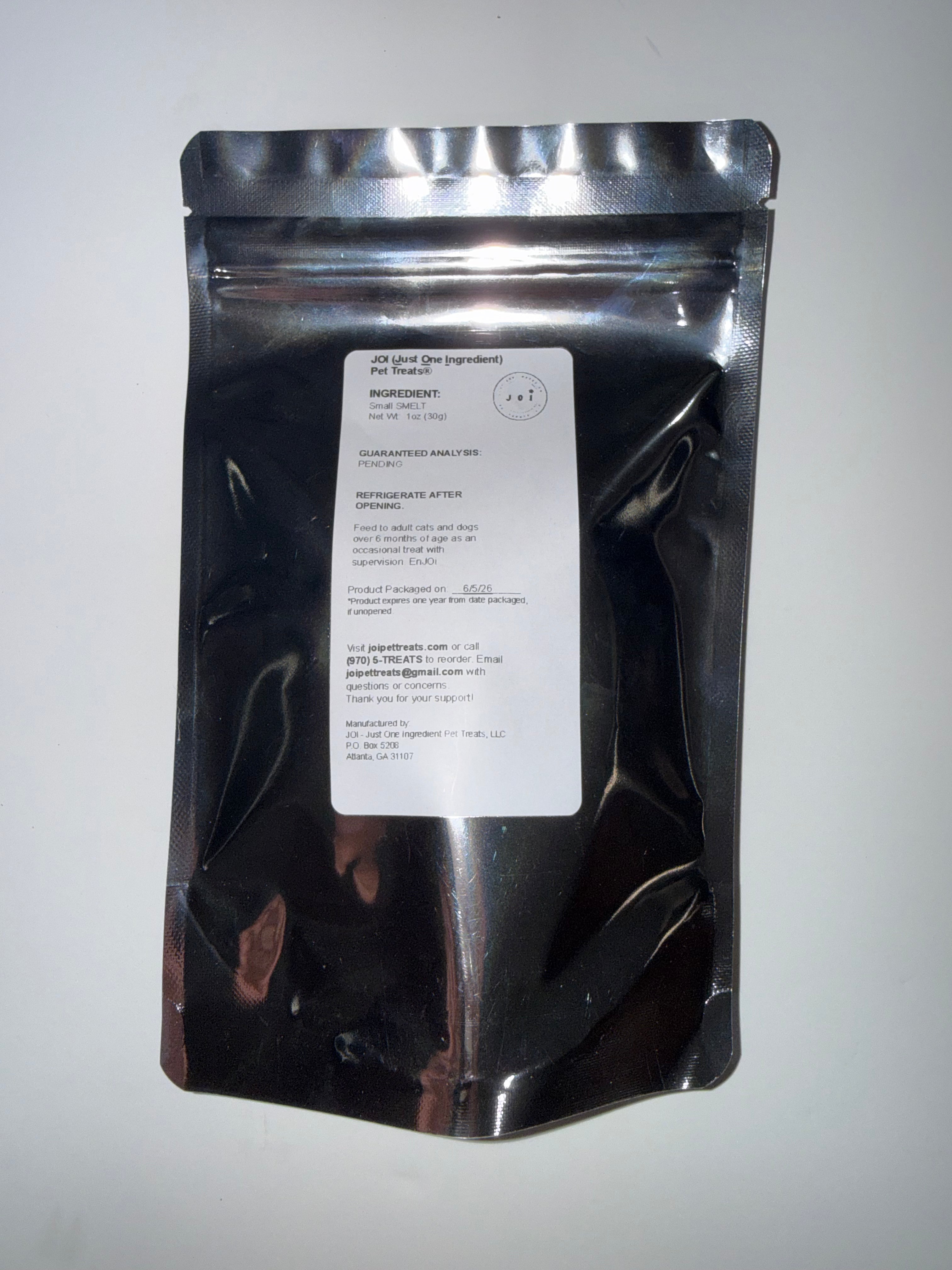 Packaging with a product ingredients, nutrition analysis, and storage instructions white label on a white background