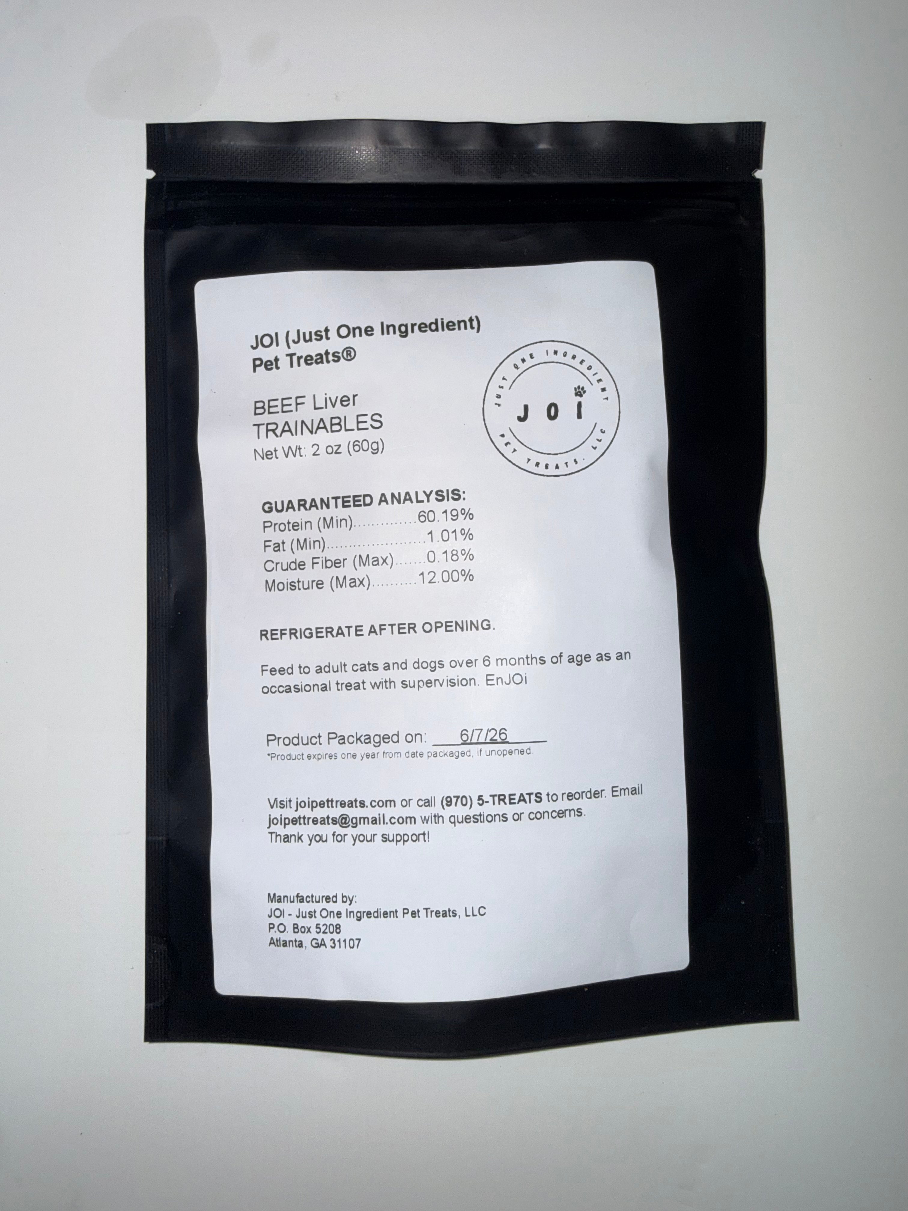 Packaging with a product ingredients, nutrition analysis, and storage instructions white label on a white background