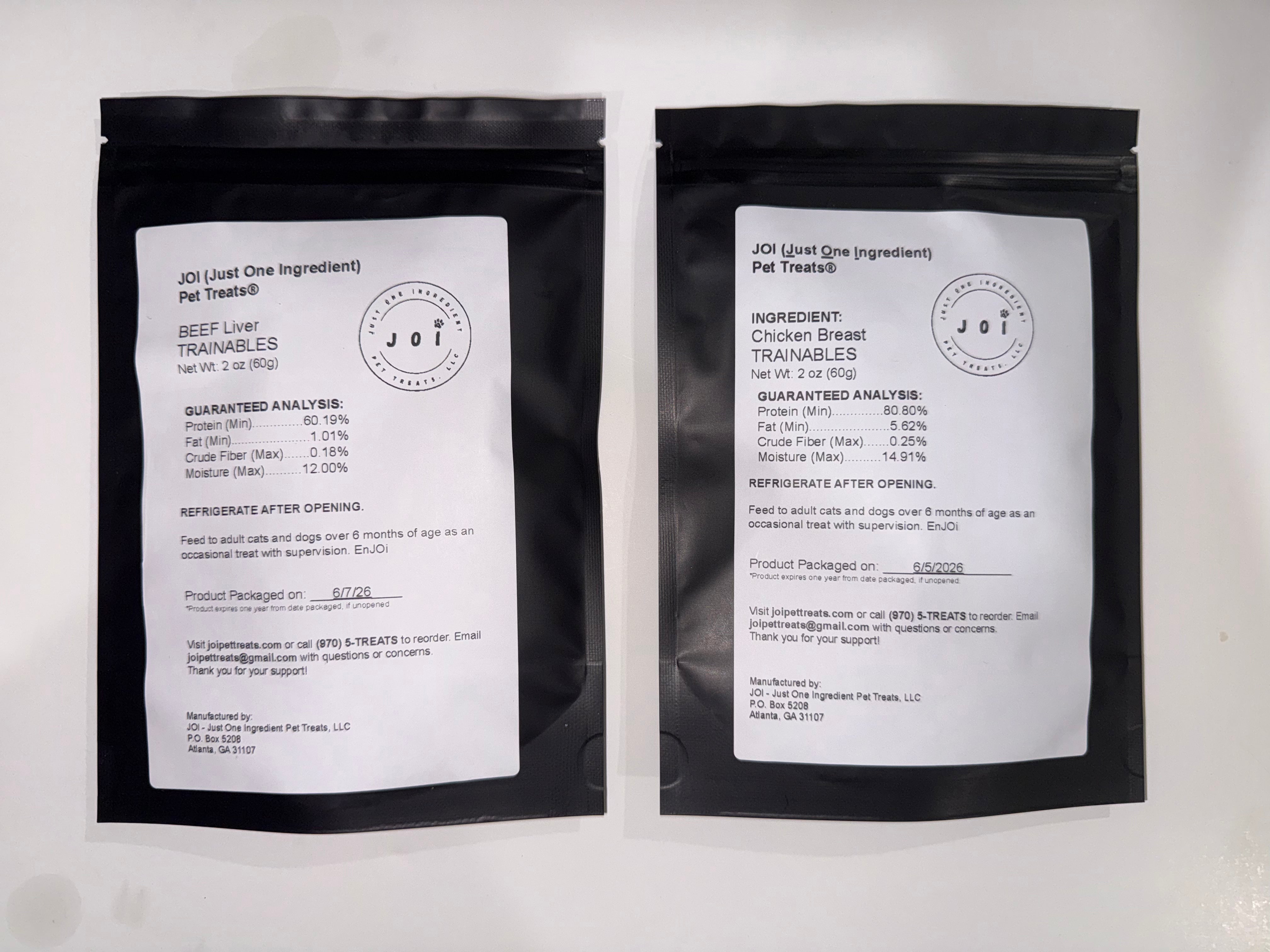 Packaging with a product ingredients, nutrition analysis, and storage instructions white label on a white background