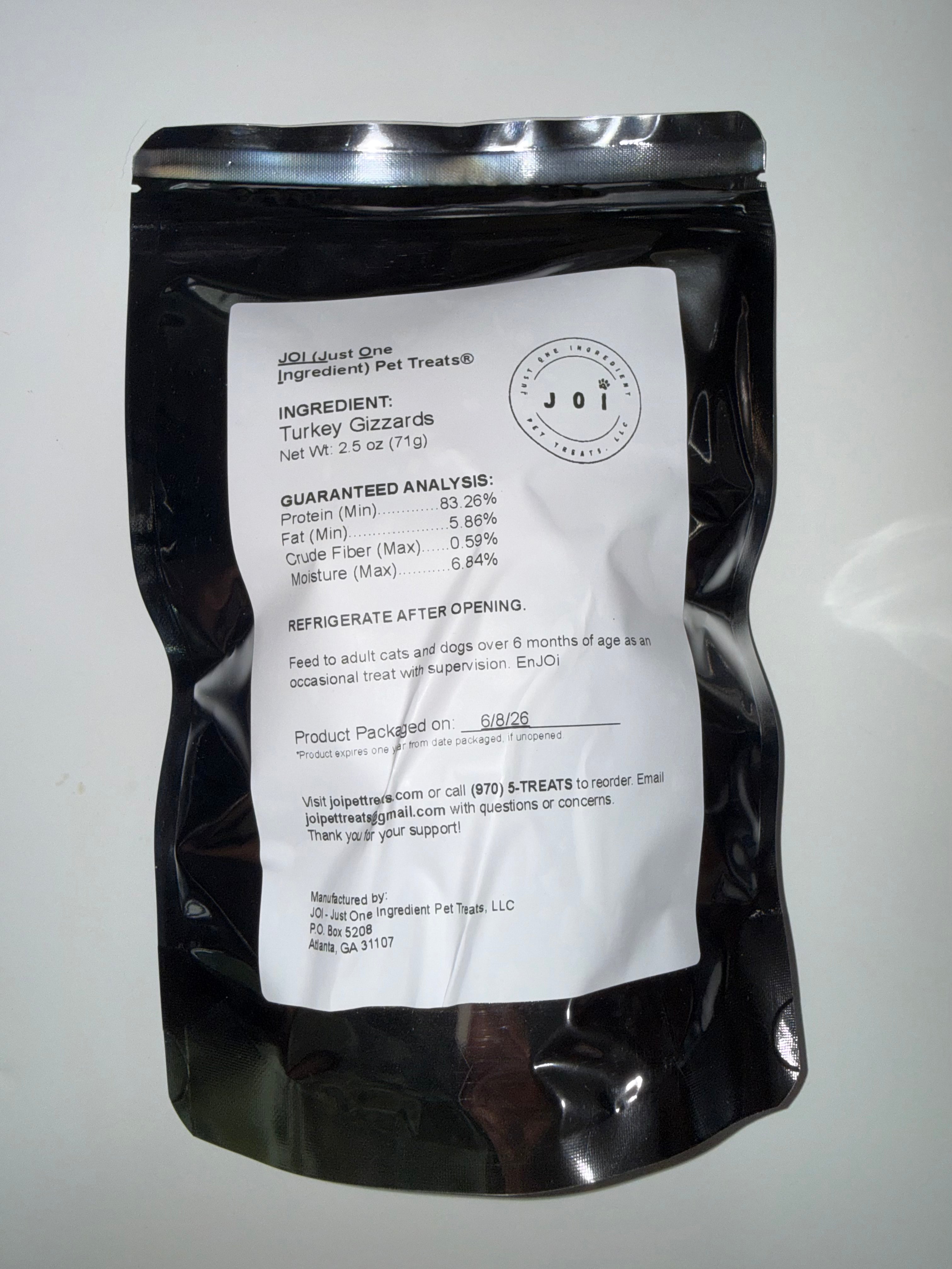 Packaging with a product ingredients, nutrition analysis, and storage instructions white label on a white background