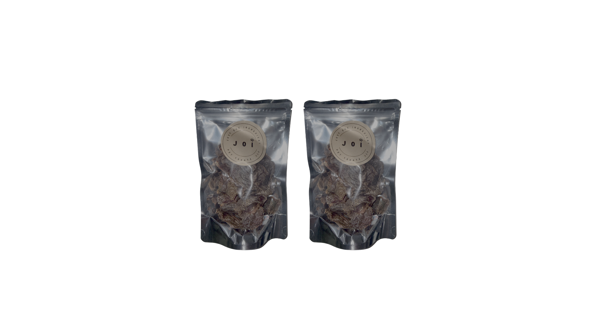 Packaged turkey gizzards treats with JOI label on a white background