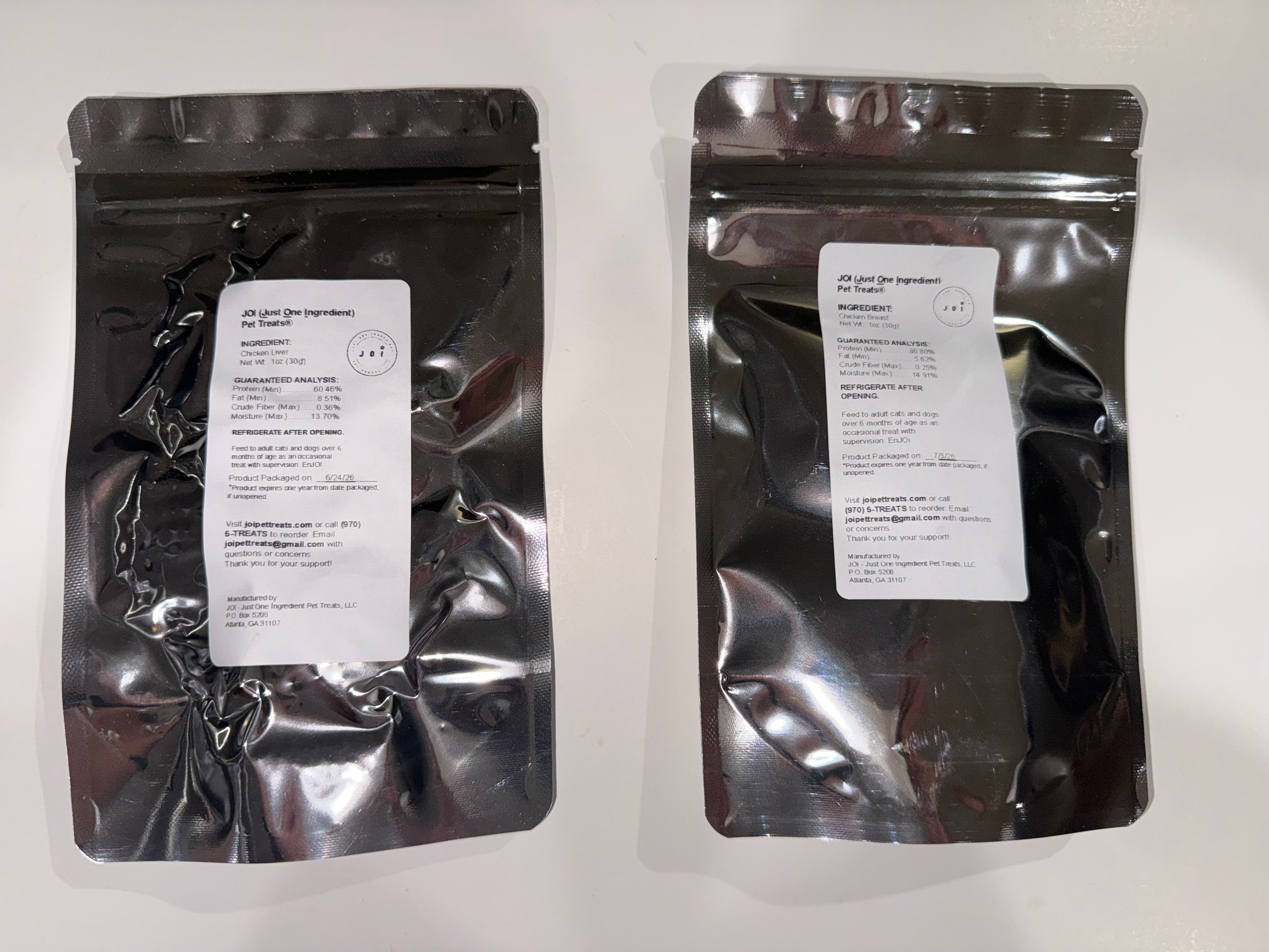 Packaging with a product ingredients, nutrition analysis, and storage instructions white label on a white background
