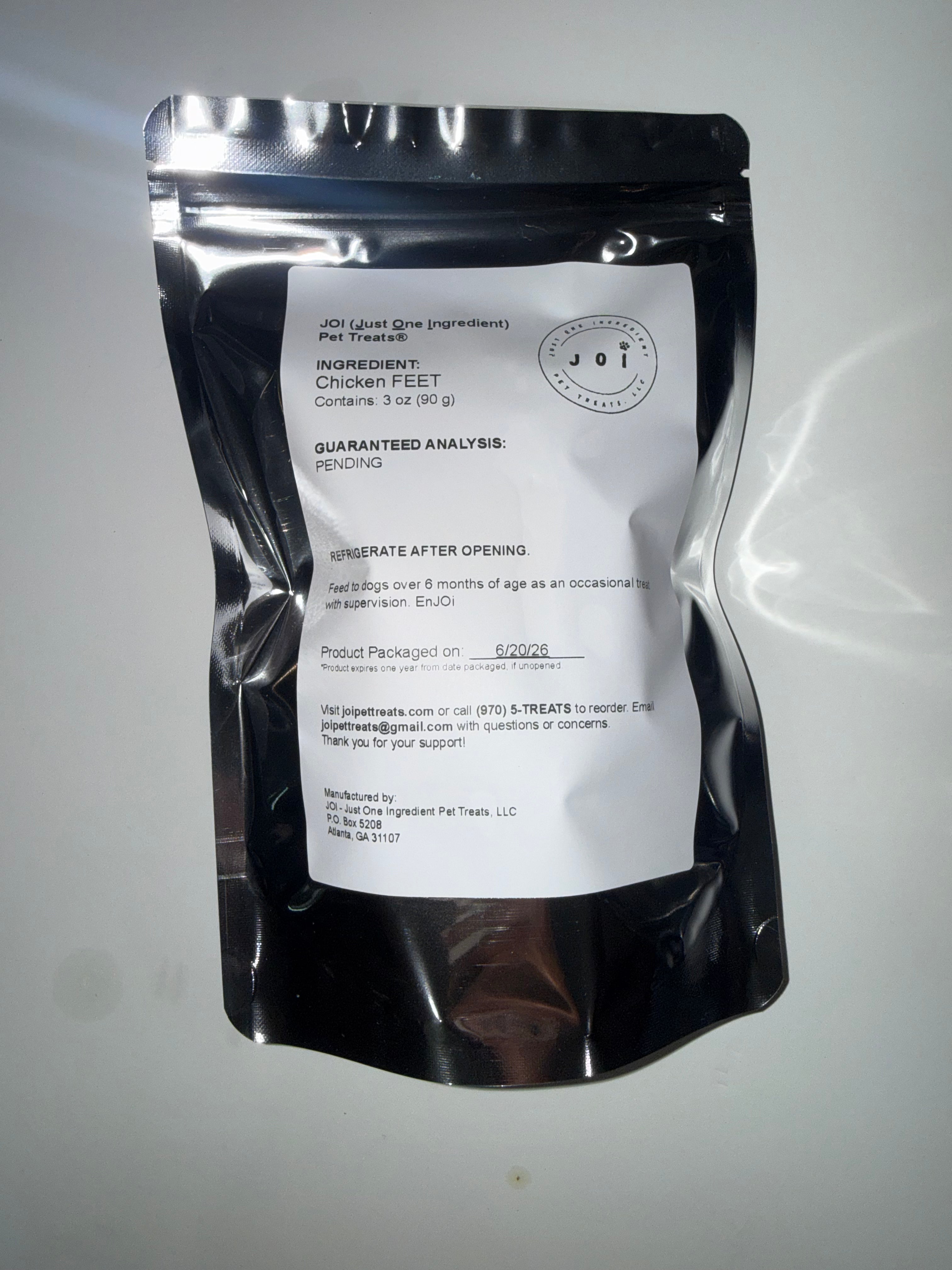 Packaging with a product ingredients, nutrition analysis, and storage instructions white label on a white background