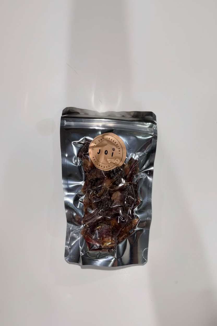 JOI single ingredient dehydrated chicken gizzards dog treat package