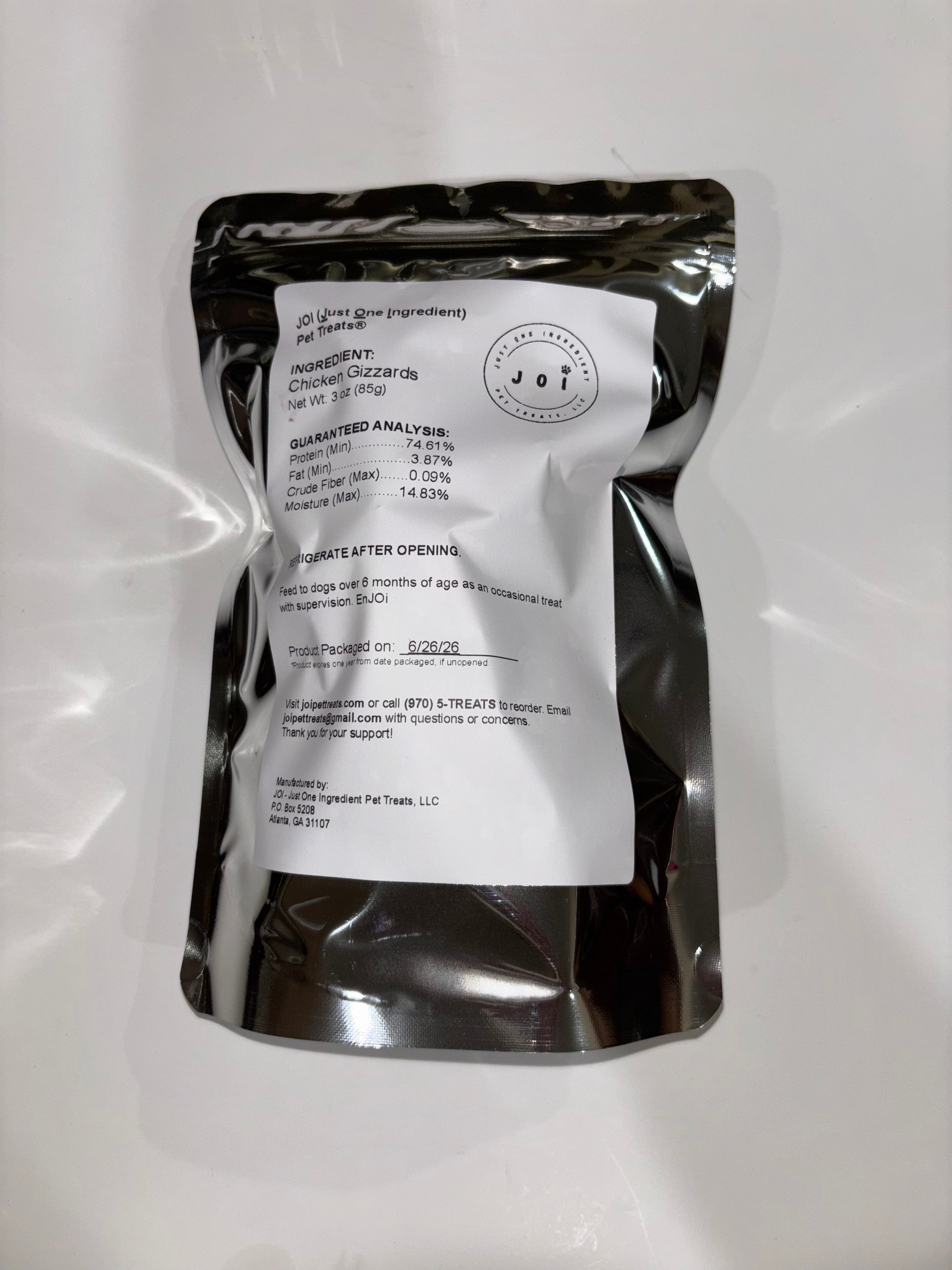 Packaging with a product ingredients, nutrition analysis, and storage instructions white label on a white background