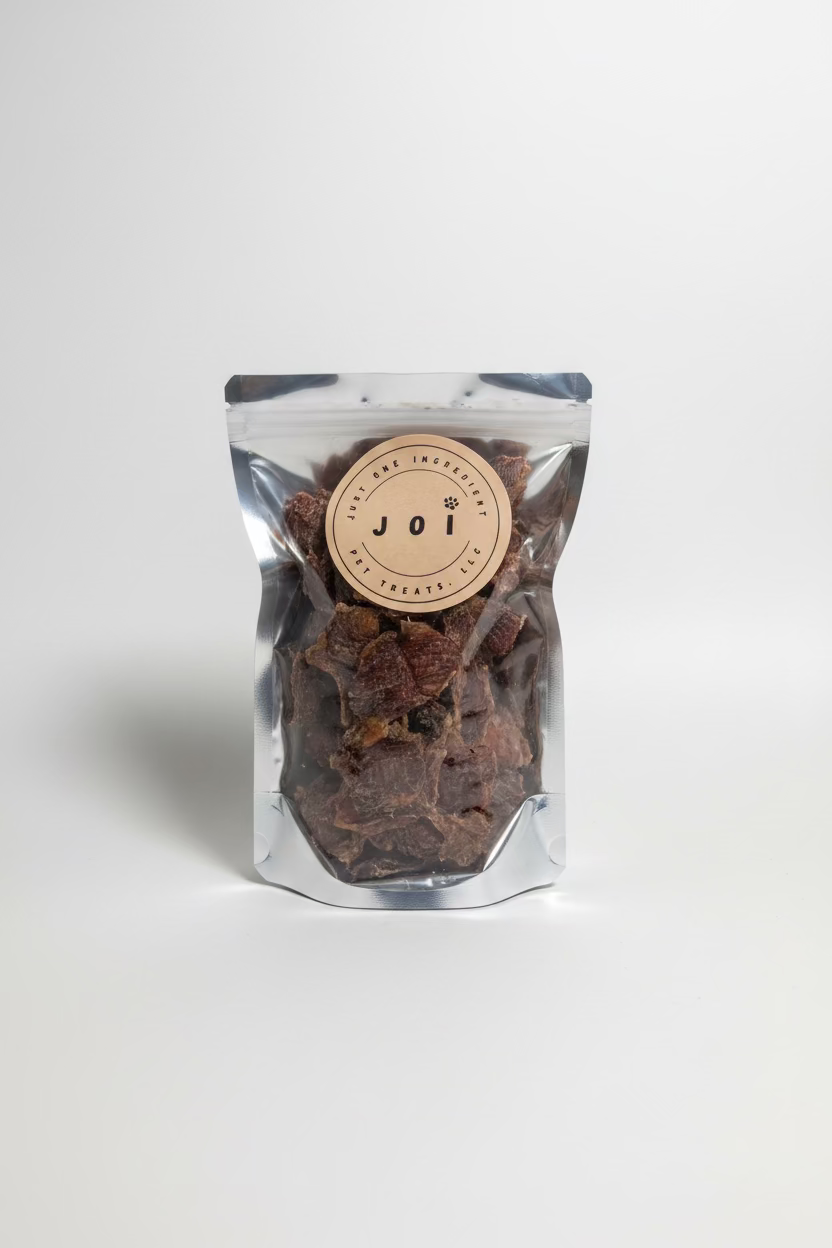 JOI single ingredient dehydrated chicken gizzards dog treat package