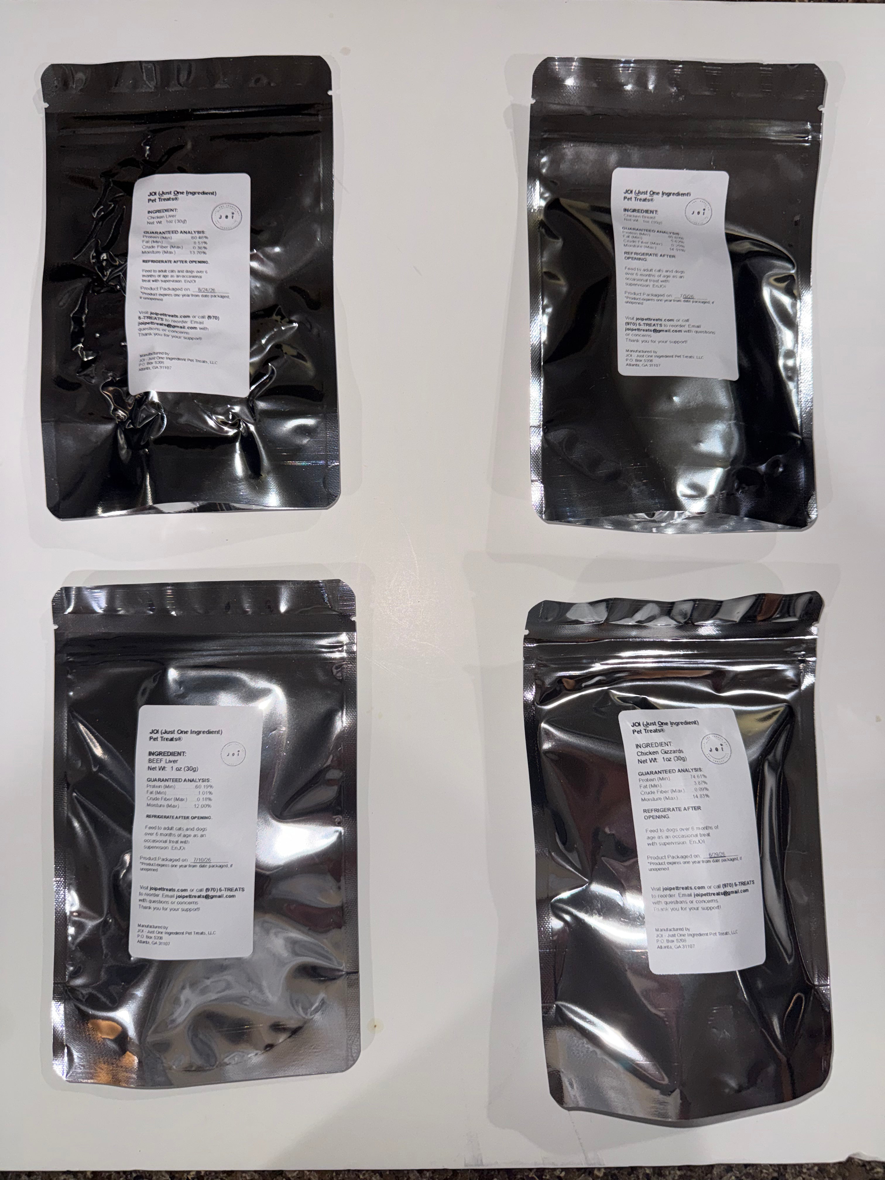 Packaging with a product ingredients, nutrition analysis, and storage instructions white label on a white background